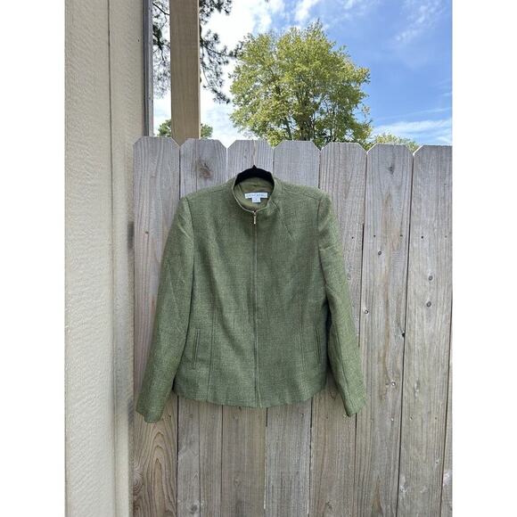 Rafael Woman’s Jacket Blazer full zip Green Career Dress Size 14 Fall Winter - Picture 1 of 8